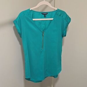 EXPRESS Green Silk zip from blouse